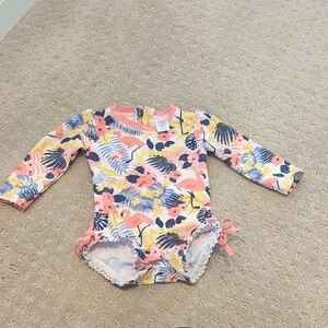 Floral Long Sleeve Kids Swimsuit